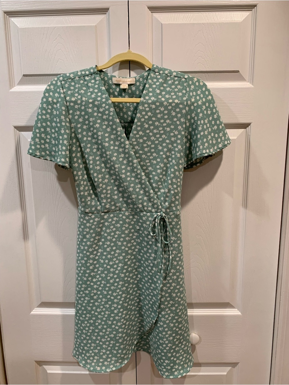 Monteau Mint Green Floral Wrap Mini Dress